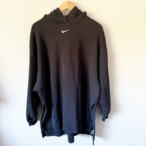 NIKE | Black White Hoodie Tunic Dress Sweatshirt Soft Long Line | Size Large - Picture 1 of 6